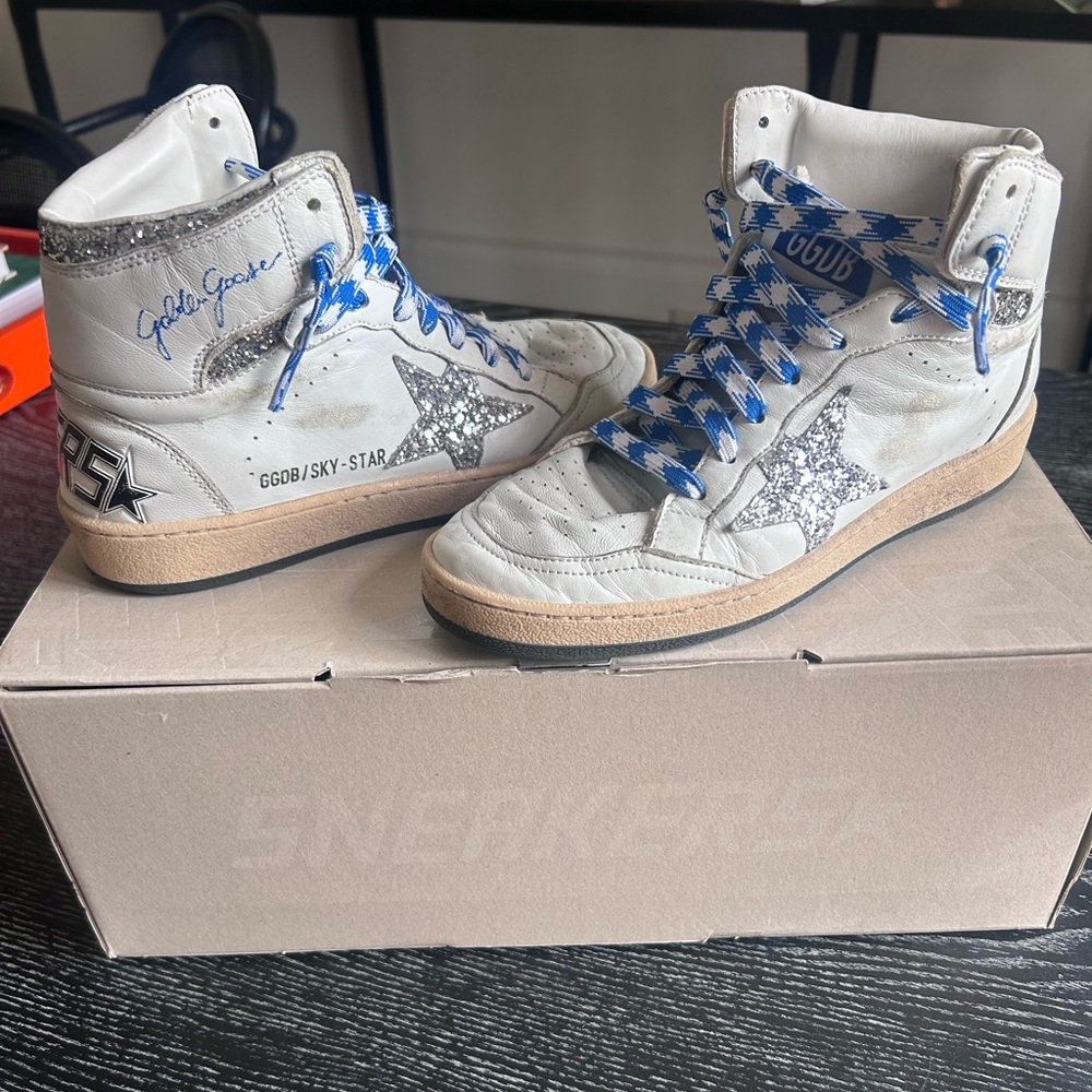 Golden Goose Silver Glitter Star Sneakers